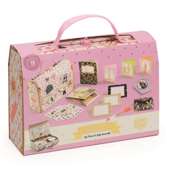 Valise de Papeterie Tinou – Coffret Créatif Mode et Correspondance Enfant
