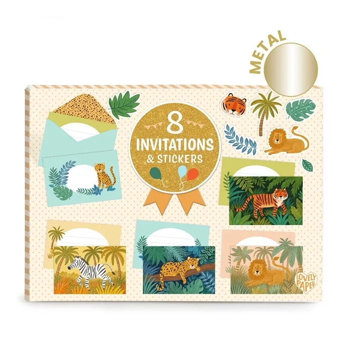 Invitations Animaux de la Jungle à Personnaliser – Set Anniversaire Enfant