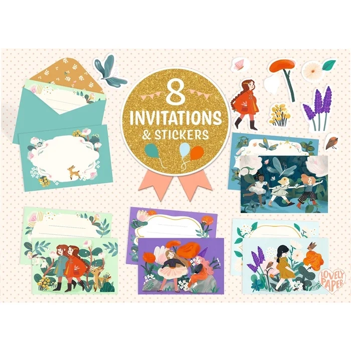 Set Invitations Copines de Jardin – Cartes à Personnaliser avec Stickers