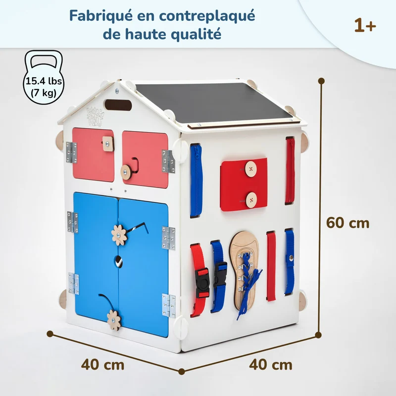 Ensemble - Busy board maisonnette blanche et cube interactif