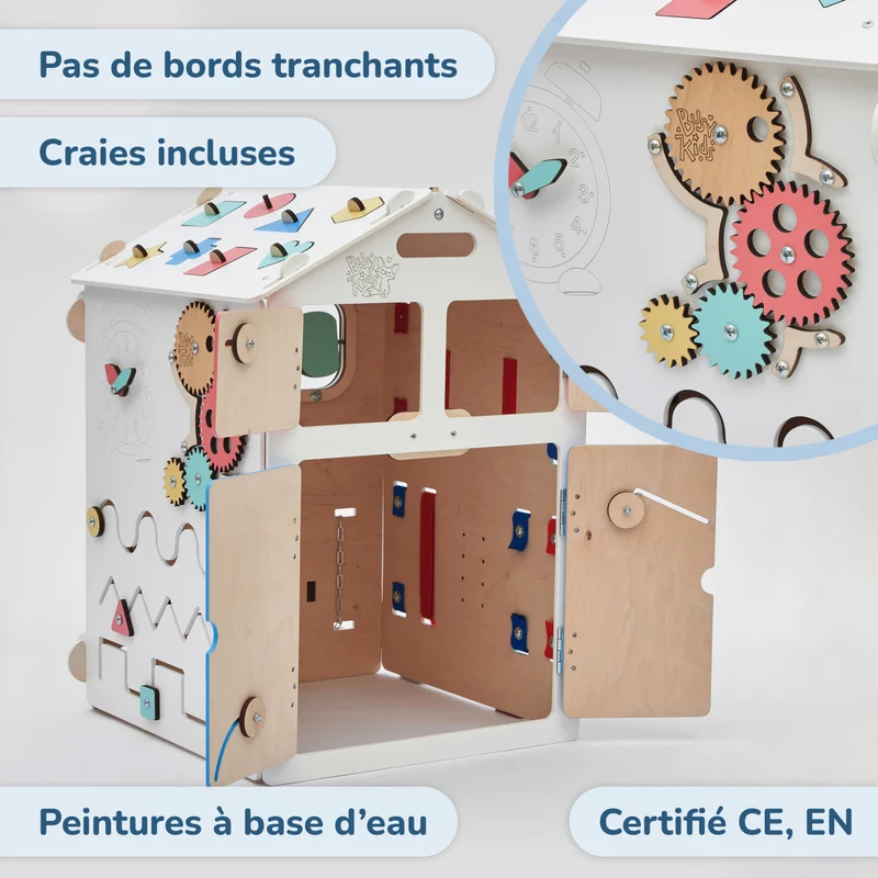 Ensemble - Busy board maisonnette blanche et cube interactif