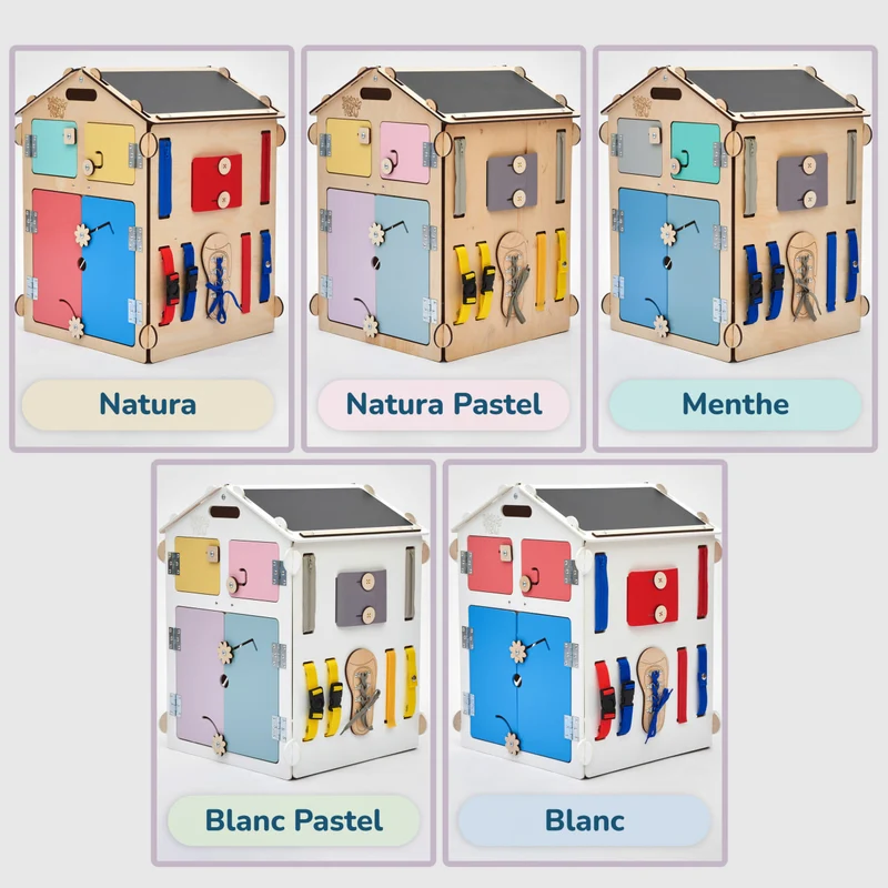 Ensemble - Busy board maisonnette blanche et cube interactif
