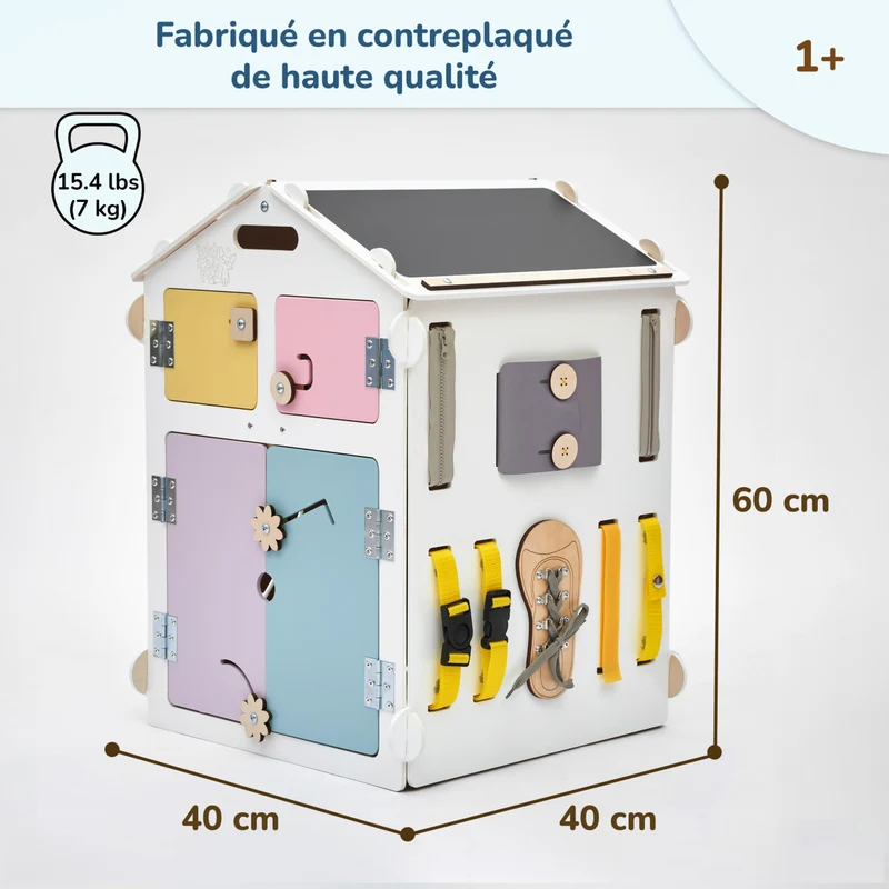 Ensemble - Busy board maisonnette blanche et cube interactif
