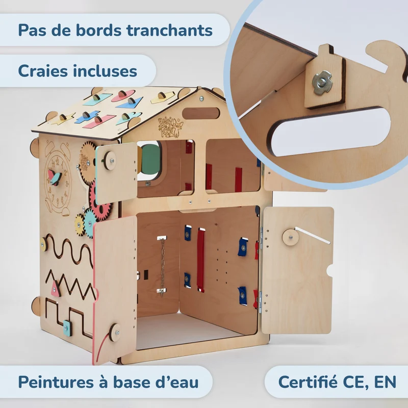 Ensemble - Busy board maisonnette natura et cube interactif
