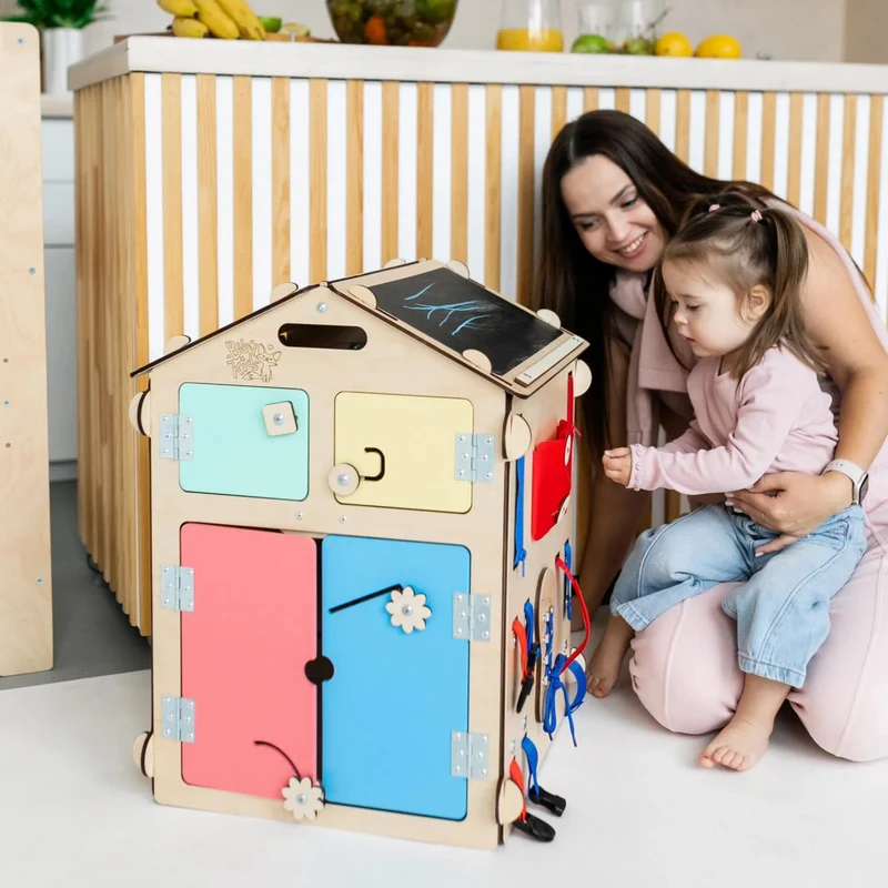 Ensemble - Busy board maisonnette natura et cube interactif