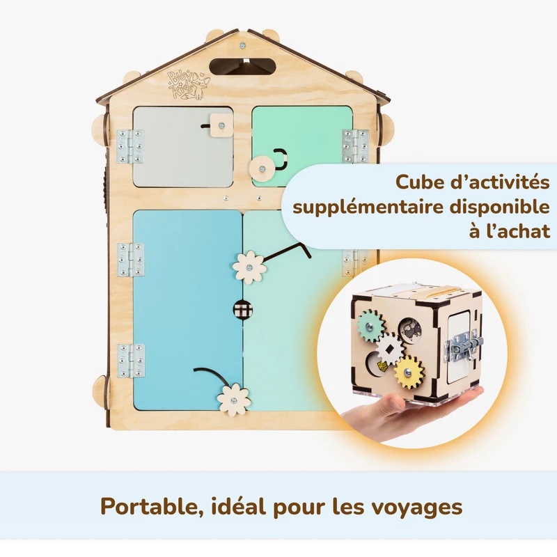 Ensemble - Busy board maisonnette natura et cube interactif