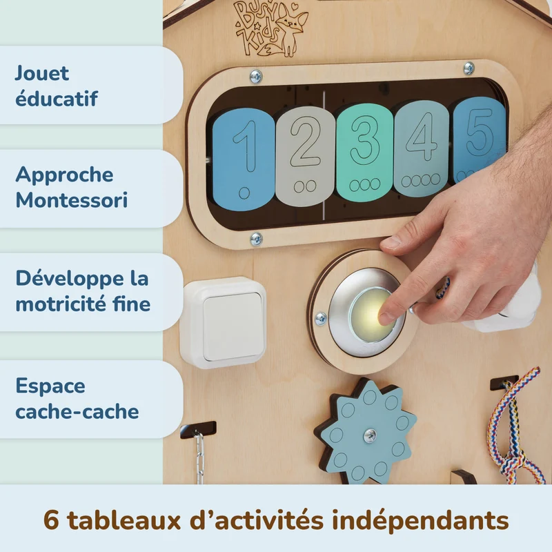 Ensemble - Busy board maisonnette natura et cube interactif