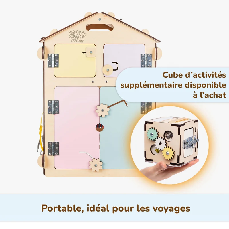 Ensemble - Busy board maisonnette natura et cube interactif