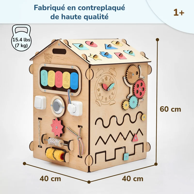 Busy board Maisonnette éducative en bois - natura