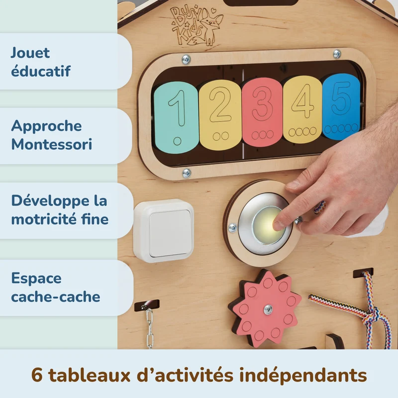 Busy board Maisonnette éducative en bois - natura