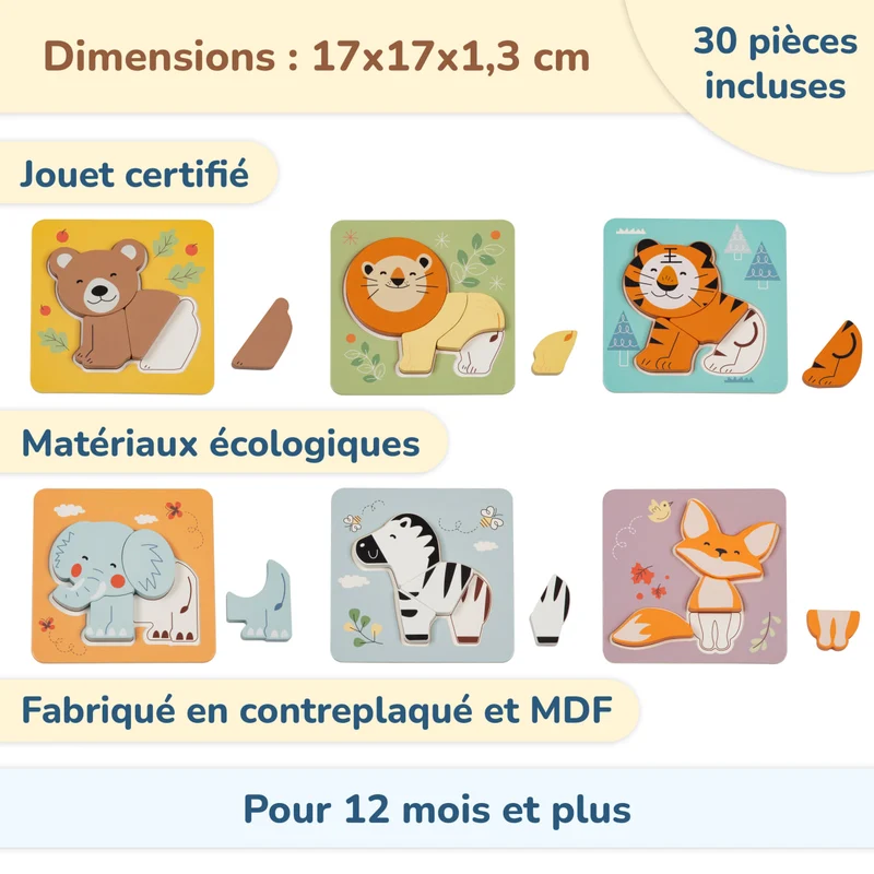 BusyKids Set de puzzles "Animaux"
