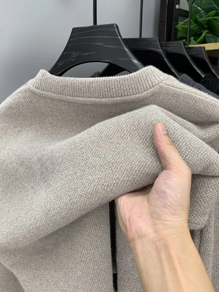 Pull en Maille à Col Rond et Logo Brodé Homme