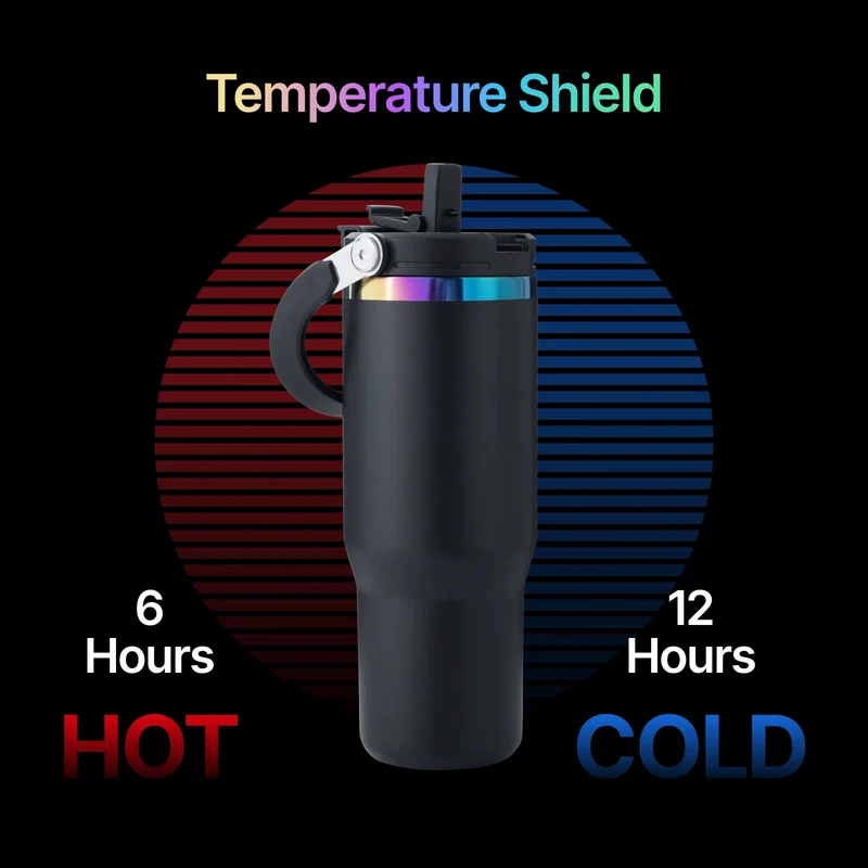 Gobelet en acier inoxydable avec poignée et paille (30oz)