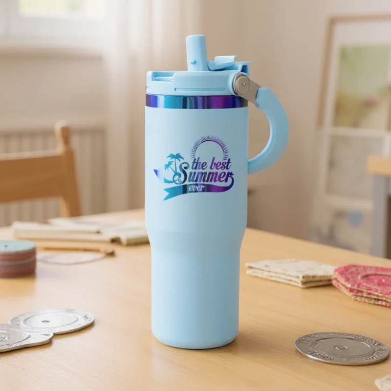 Gobelet en acier inoxydable avec poignée et paille (30oz)