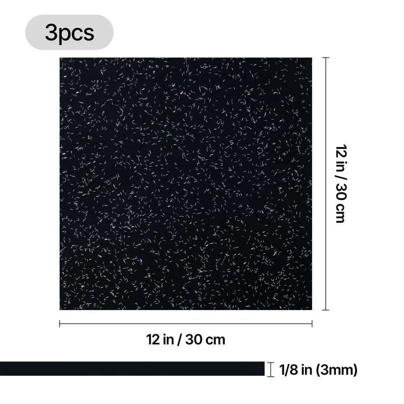 3mm x 30 x 30 cm Plaques acryliques noir pailleté (3 pcs)