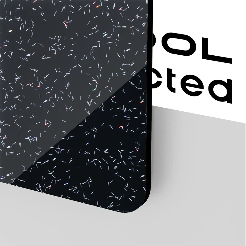 3mm x 30 x 30 cm Plaques acryliques noir pailleté (3 pcs)