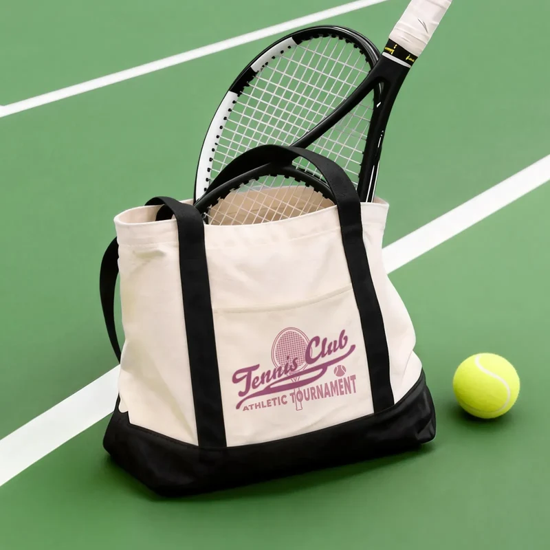 Sac cabas en toile noire avec poche extérieure (1 pce)