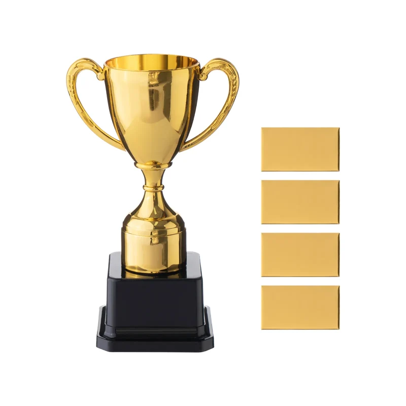 Lot de trophées coupe en plastique doré (3 pcs)