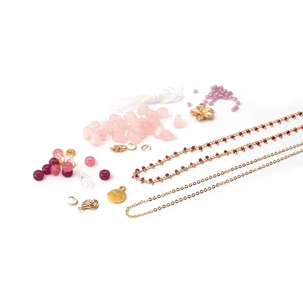 Kit Bijoux DIY & Relax Quartz Rose – Collier et Bracelet à Créer Soi-même
