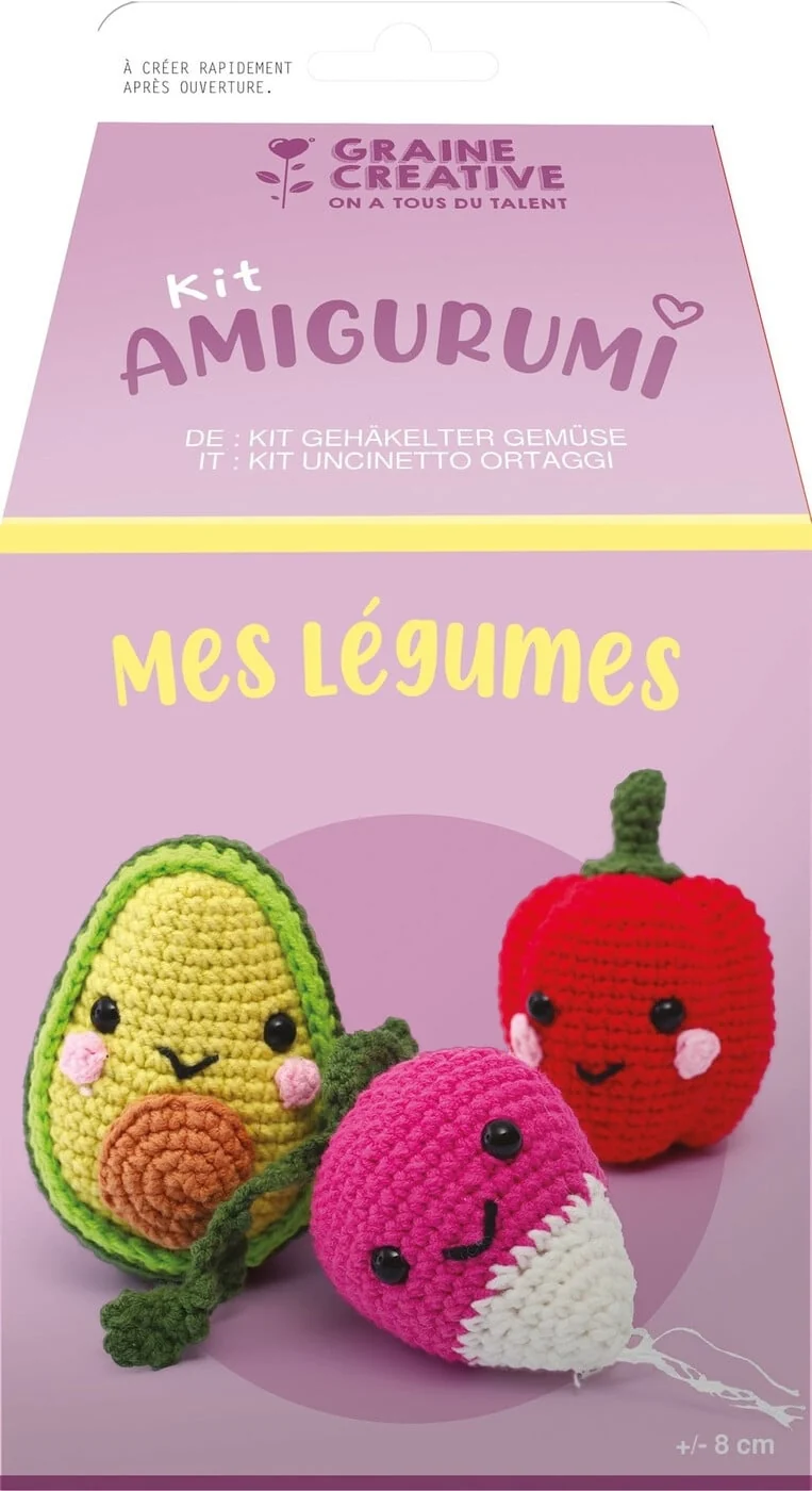 Kit Amigurumi Mes Légumes – Coffret Crochet Kawaii Graine Créative