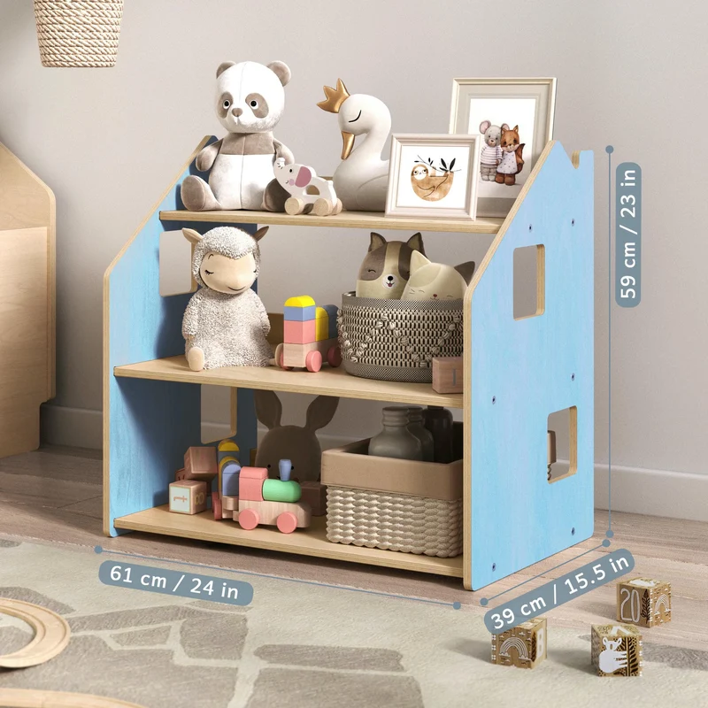 Étagère à jouets - Couleur bleu clair / rose