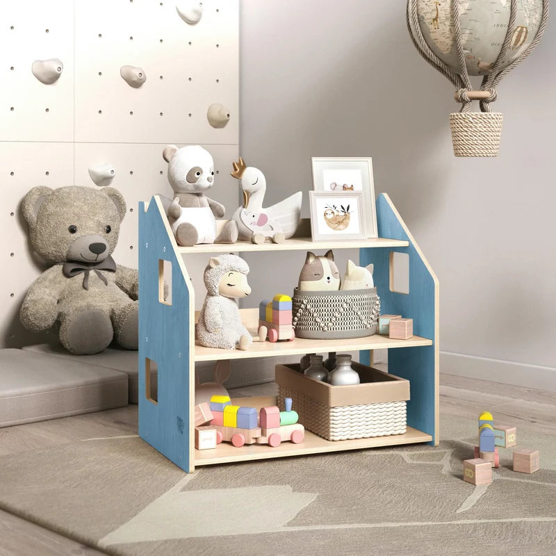 Étagère à jouets - Couleur bleu clair / rose