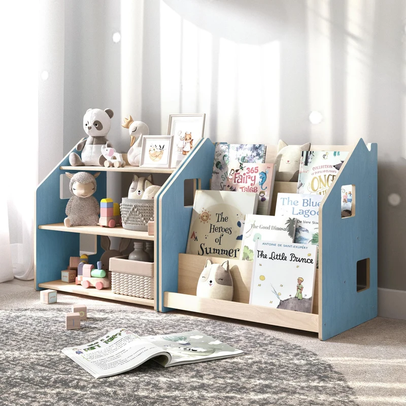Étagère à jouets - Couleur bleu clair / rose