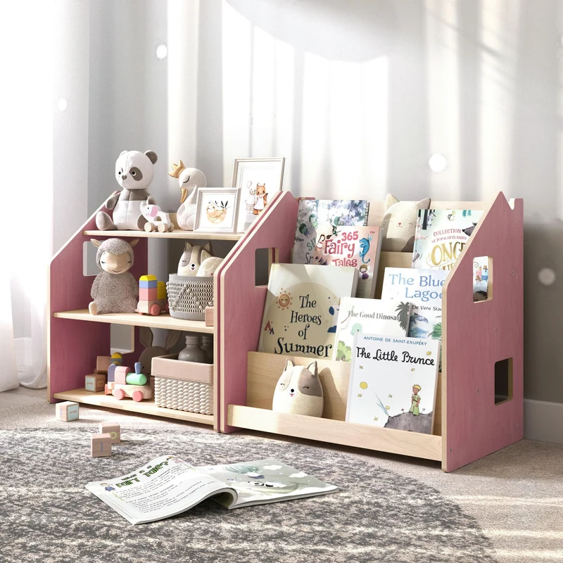 Étagère à jouets - Couleur bleu clair / rose