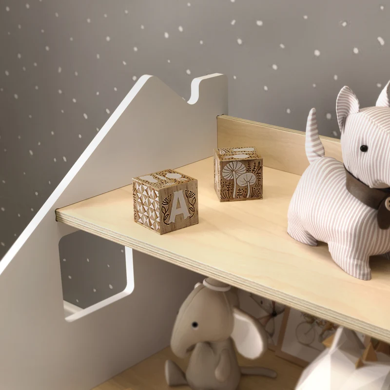 Ensemble - Bibliothèque enfant + Étagère à jouets - Blanc et Gris
