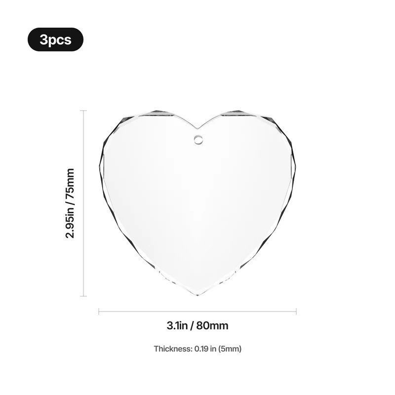 Ornement en forme de cœur facetté en cristal K5 (3 pcs)