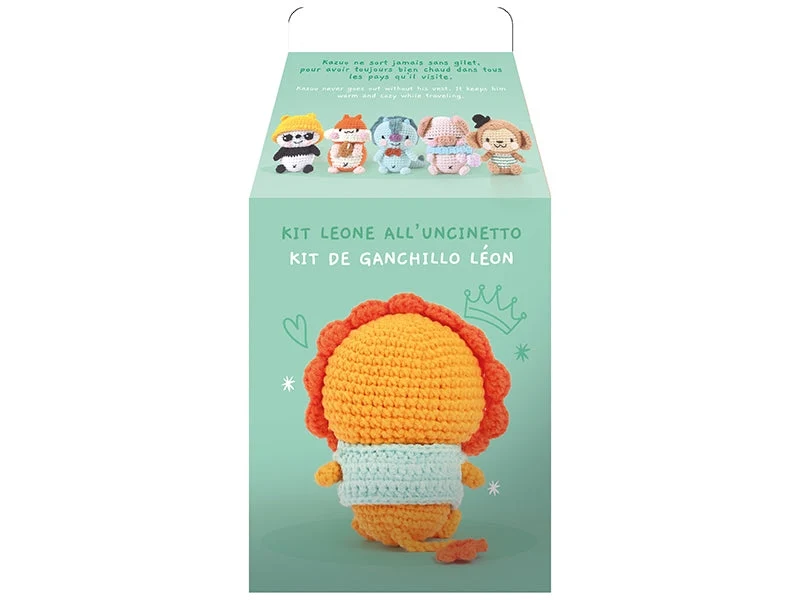 Kit Minigurumi Kazuo le Lion 10 cm – Kit Crochet Kawaii Graine Créative