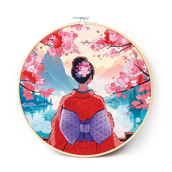 Kit Punch Needle Kimono Japonais – Broderie Relief DIY Graine Créative
