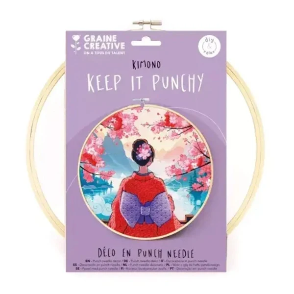 Kit Punch Needle Kimono Japonais – Broderie Relief DIY Graine Créative