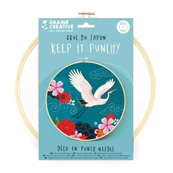Kit Punch Needle Grue du Japon – Broderie Japonaise DIY 25 cm