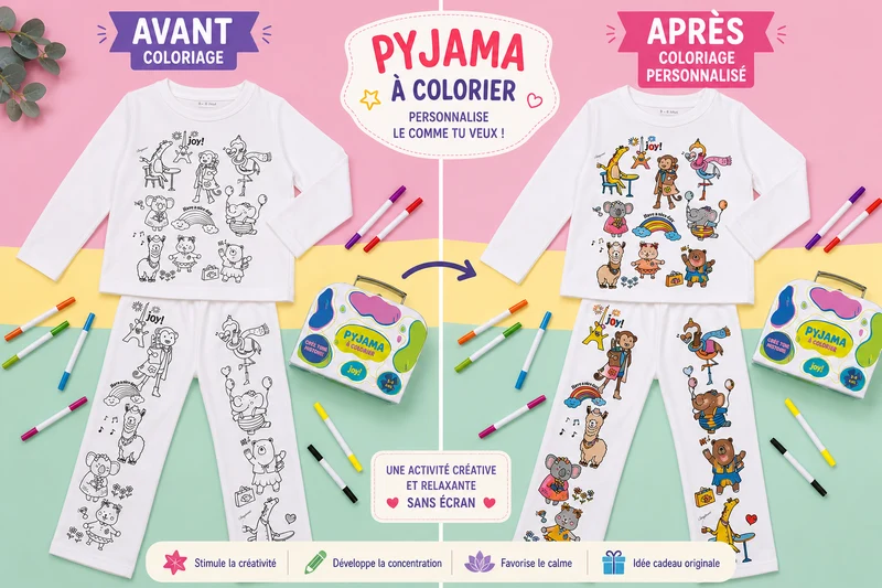 Kit Anniversaire Pyjama à Colorier Animaux Rigolos – Activité Créative Enfant