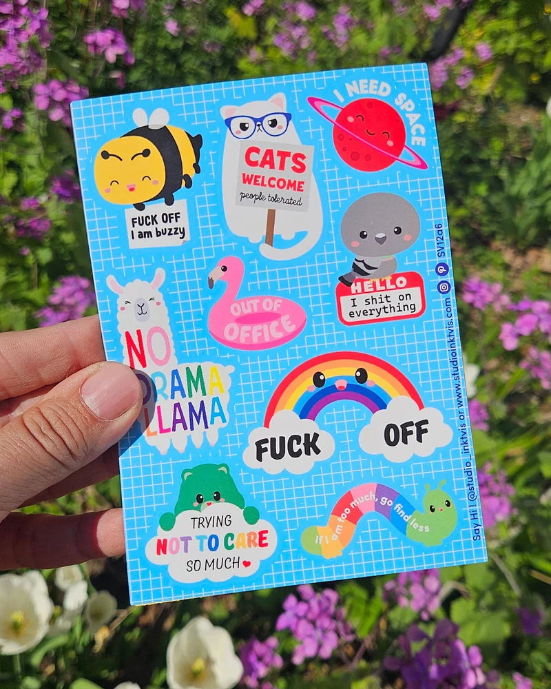 Planche de Stickers Chat-Llama “No Drama” – Stickers Fun & Impertinents