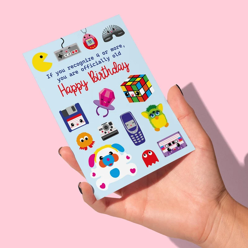 Carte d’Anniversaire Rétro Années 80 & 90 – Carte Humour Pop Culture