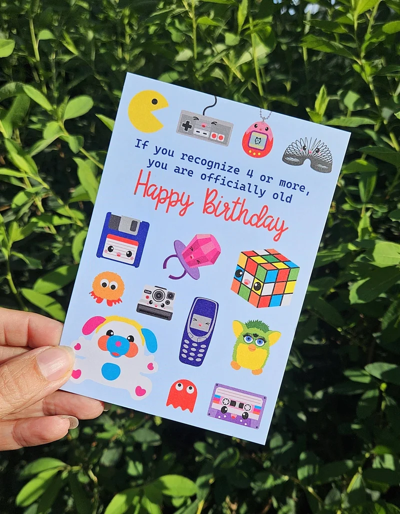 Carte d’Anniversaire Rétro Années 80 & 90 – Carte Humour Pop Culture