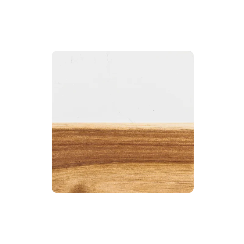 Sous-verres carrés en marbre blanc et bois (4 pcs)