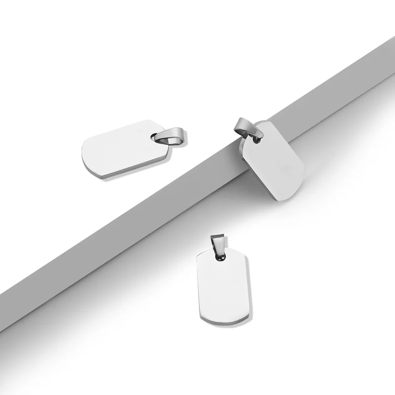Pendentif rectangle arrondi en acier inoxydable (10 pcs)