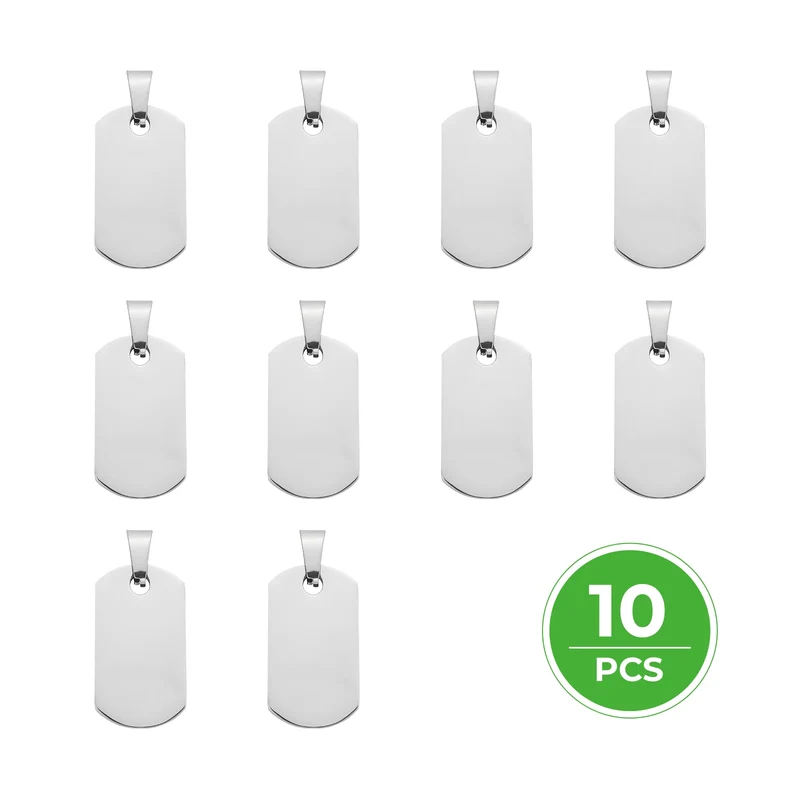 Pendentif rectangle arrondi en acier inoxydable (10 pcs)
