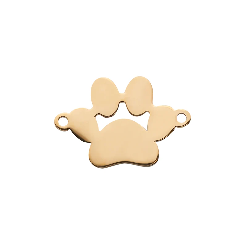 Pendentif patte de chien en acier inoxydable doré (10 pcs)