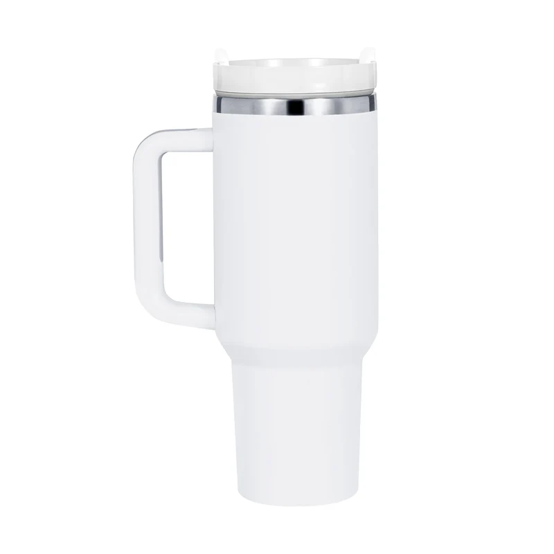 Gobelet en acier inoxydable blanc à argent avec poignée amovible (1,18 L)