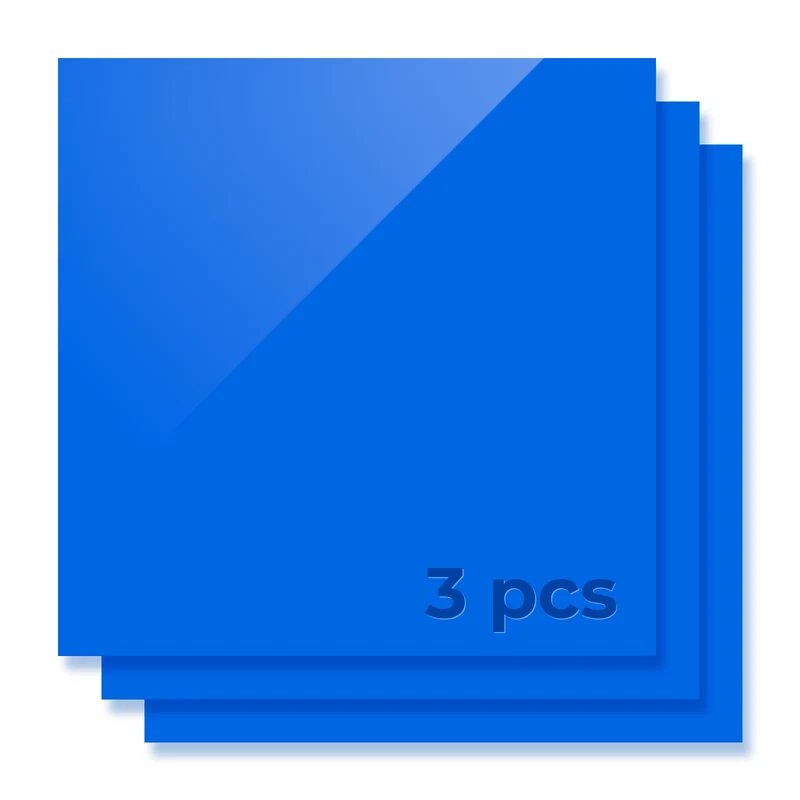 3 mm Feuille acrylique bleue brillante (3 pièces)