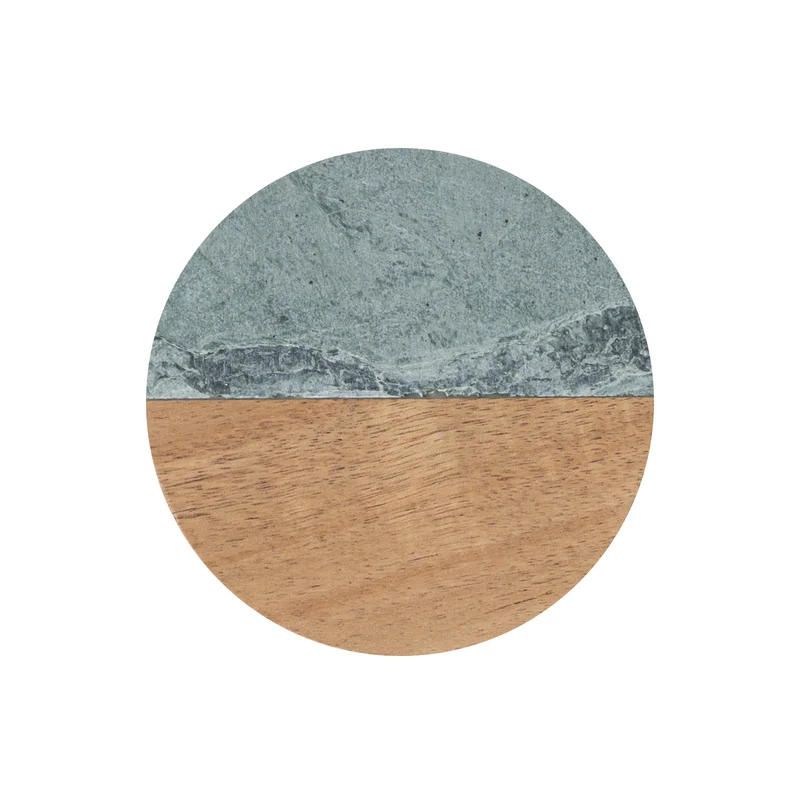 Sous-verres en marbre et bois (4 pièces)