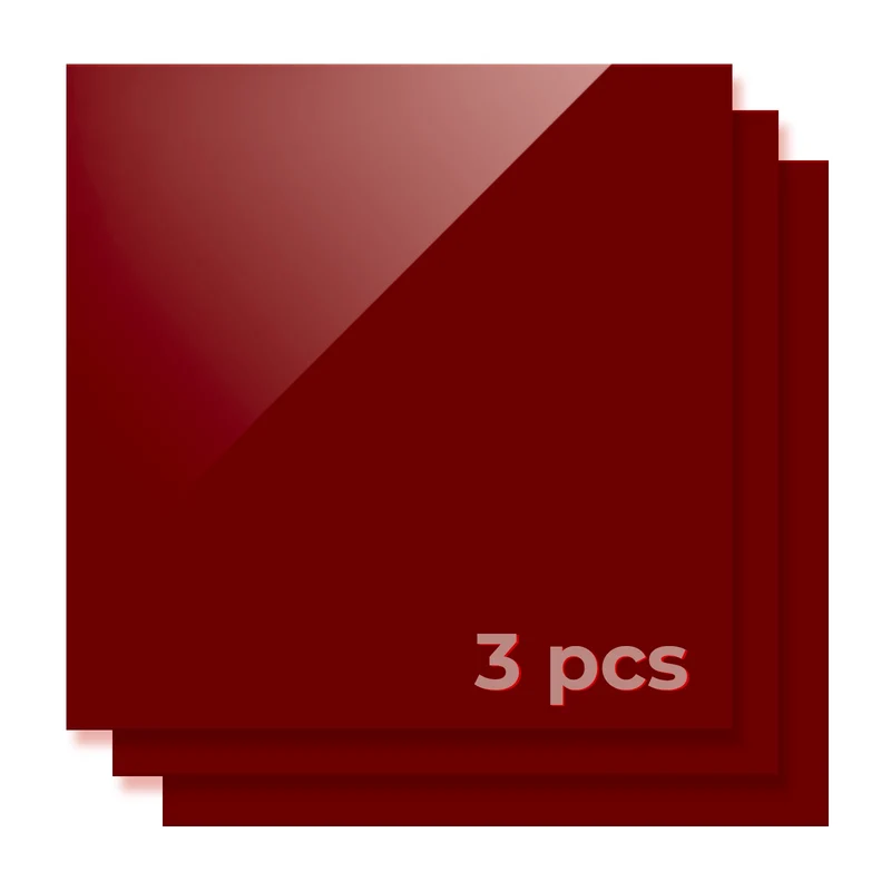 3 mm Feuille acrylique rouge foncé opaque brillante pour découpe laser diode (3 pièces)