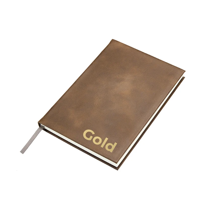 Cahier en cuir PU du brun au doré, gravable au laser