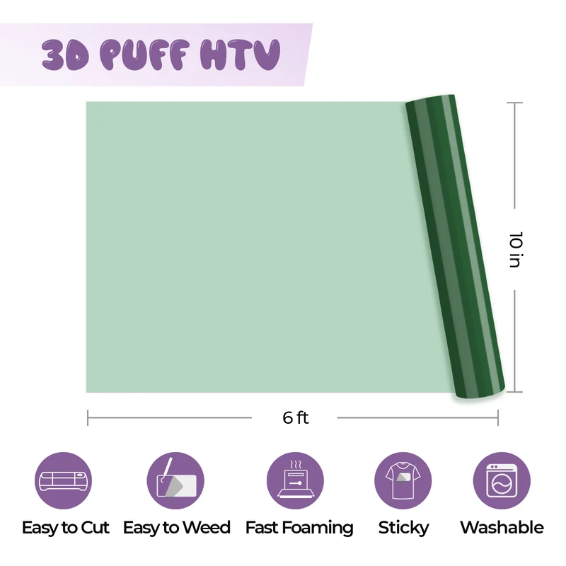 Rouleau de vinyle thermocollant 3D puff vert