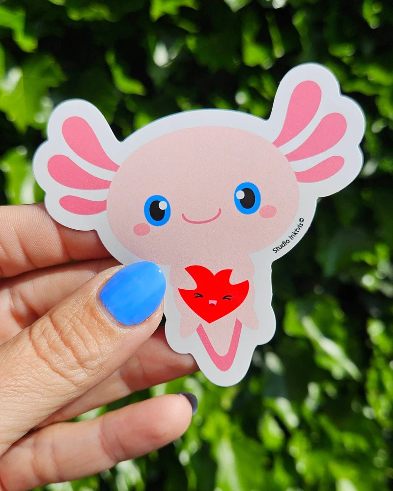 Sticker Axolotl Kawaii – Autocollant Vinyle Cute Résistant