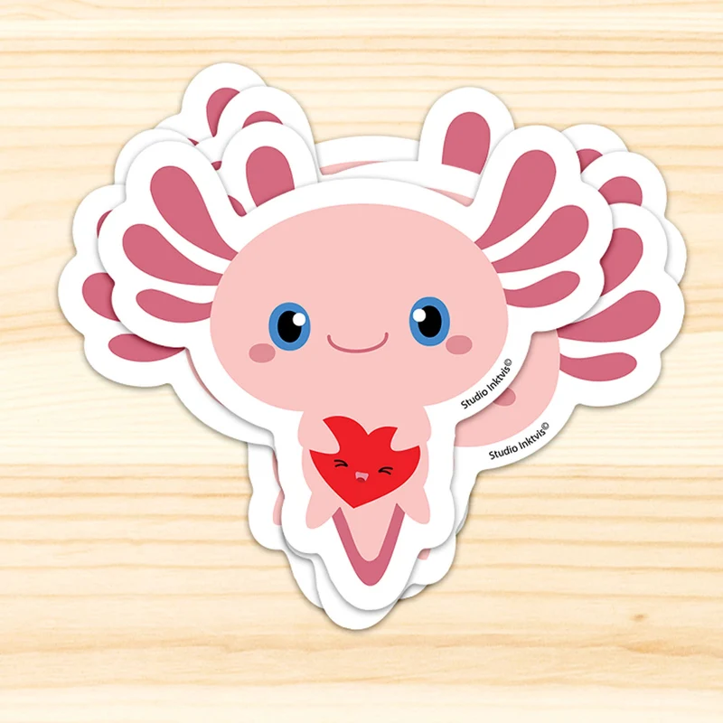Sticker Axolotl Kawaii – Autocollant Vinyle Cute Résistant
